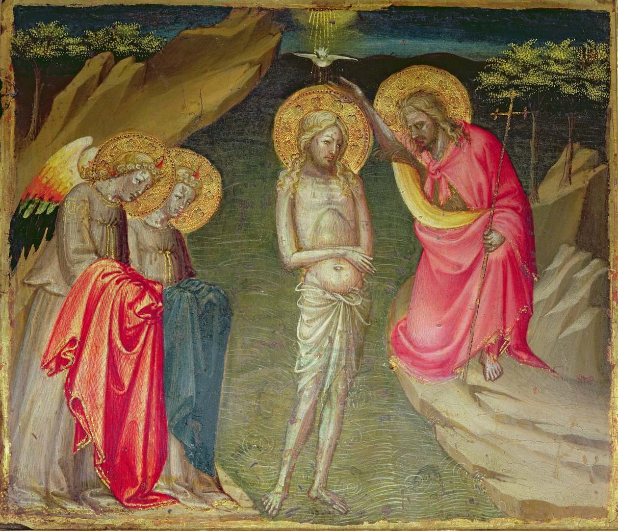 Le baptême du Christ (huile sur panneau) - Giovanni dal (attr. to) Ponte