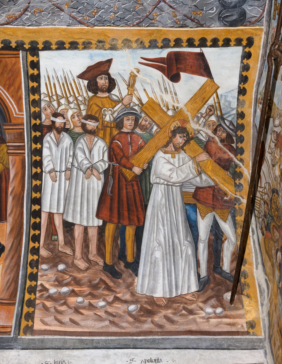 Histoires de la Passion du Christ : Jésus monte au Calvaire portant la croix et aidé par Cyrénéen - Giovanni di Cherasco Botoneri