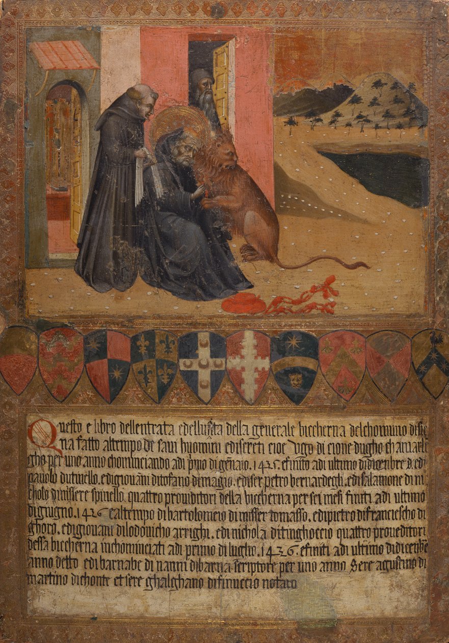 Saint Jérôme retirant une épine de la patte du lion - Giovanni di Paolo