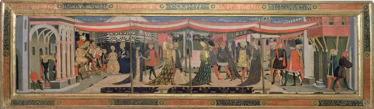Frontal du Cassone Adimari représentant une scène de mariage devant le baptistère - Giovanni di Ser Giovanni
