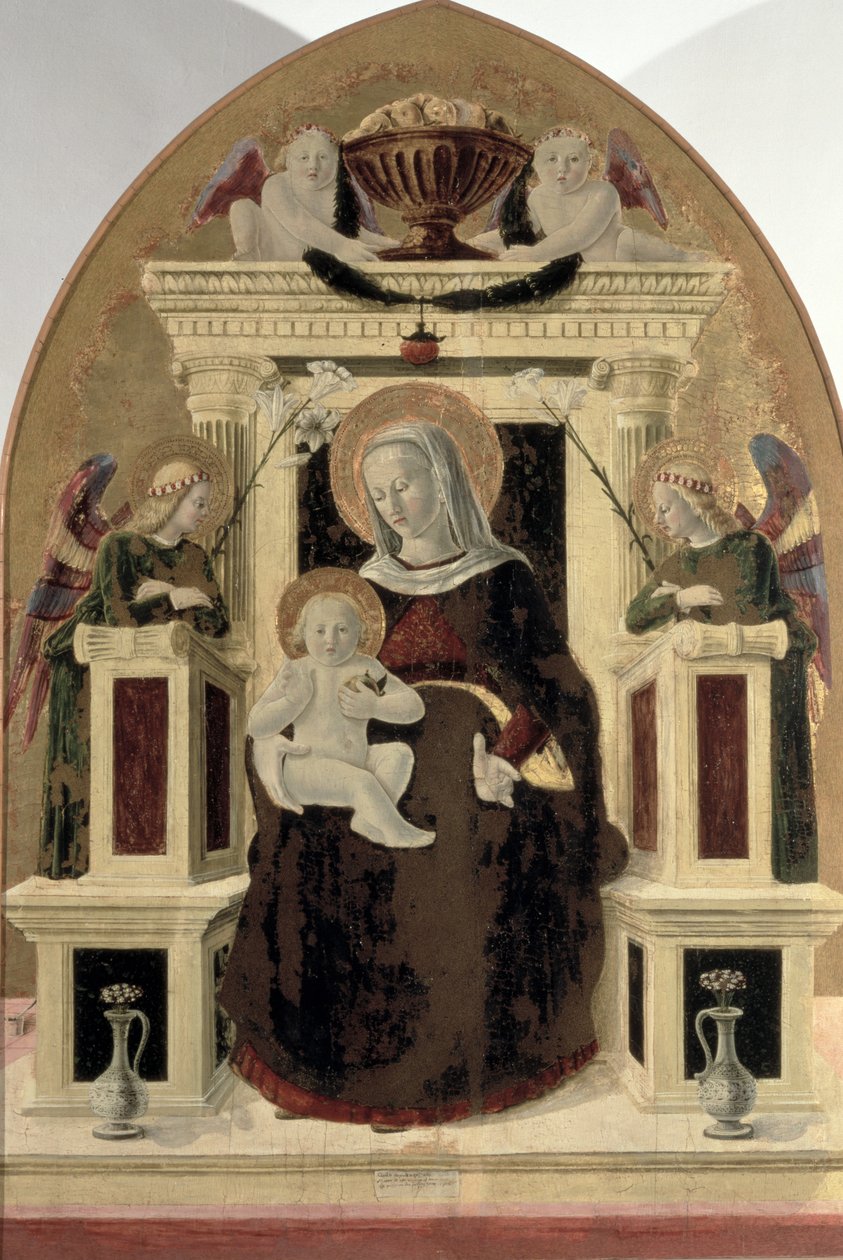 Madone et Enfant en trône avec des anges - Girolamo Giovanni