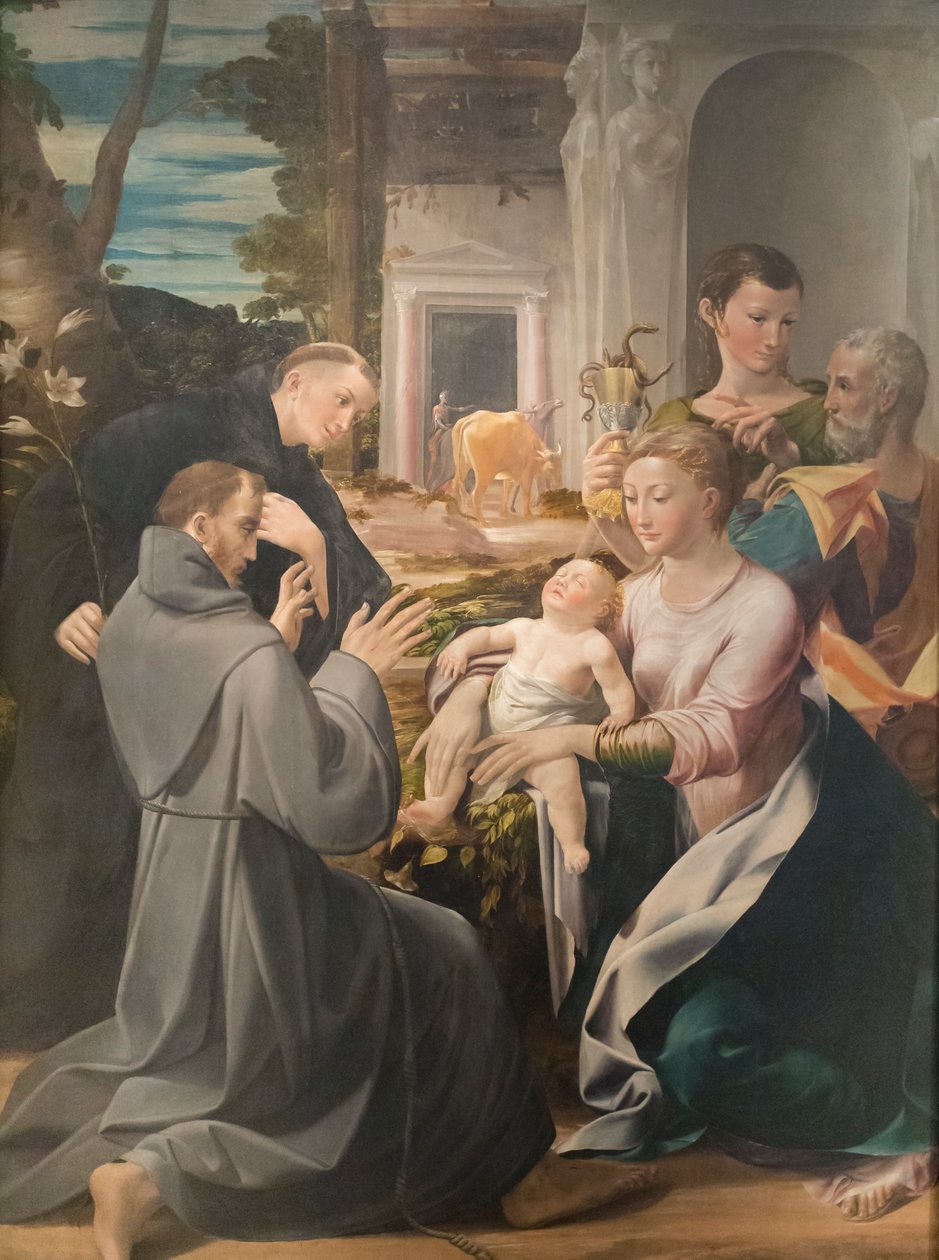 Sainte famille avec saint Antoine de Padoue, saint François d