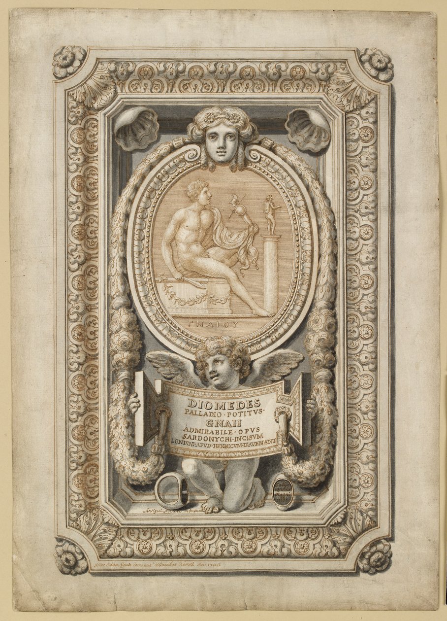 Conception pour une gemme gravée dans un cadre ornemental - Girolamo Odam