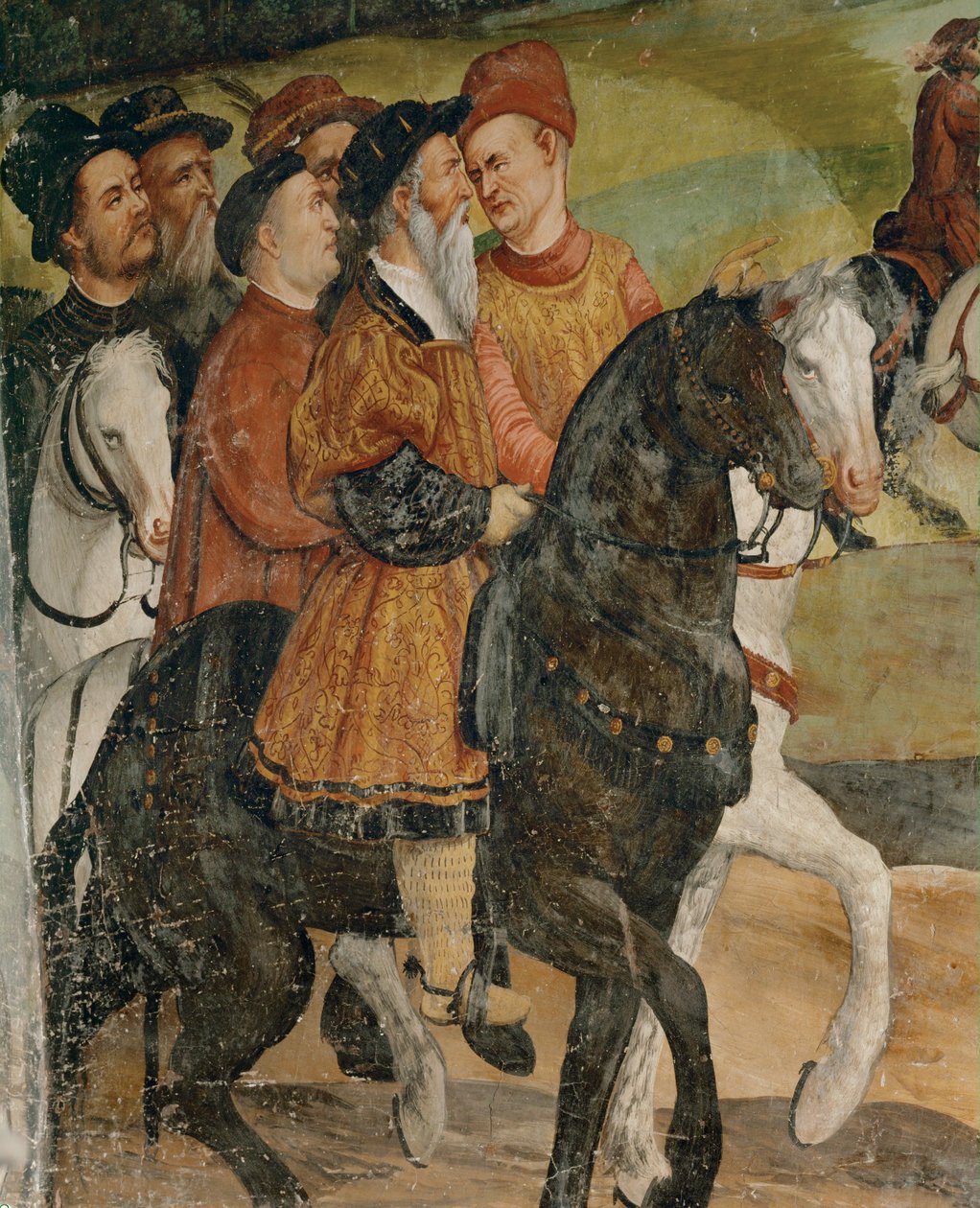 Visite du roi Christian de Danemark à Malpaga en 1474 (fresque) - Girolamo Romanino