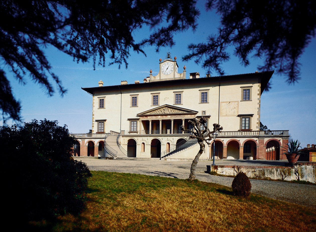 Villa Médicis (Villa Medicea) ; Vue de la Villa Ambra à Poggio a Caiano commencée en 1485 sur un projet de Giuliano da Sangallo - Giuliano Giamberti da Sangallo