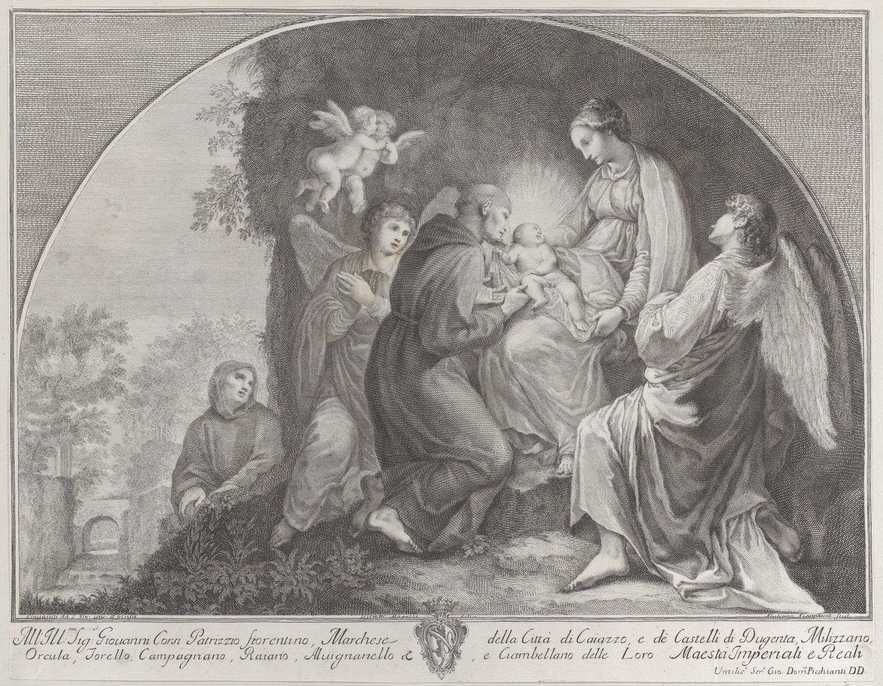 Adoration du Christ par Saint François - Giuliano Giampiccoli