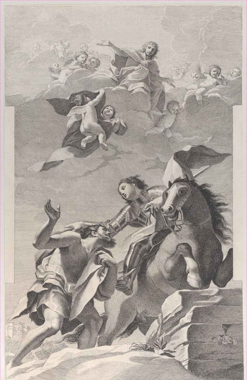 Saint Martin, à cheval, donnant son manteau à un mendiant, 1760-1800 - Giuliano Traballesi