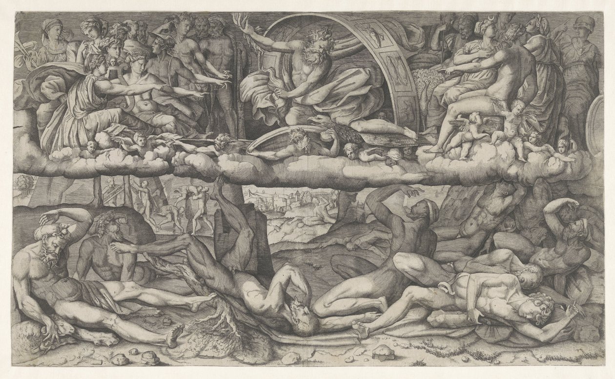 Strijd van goden en giganten - Giulio Bonasone (attributed to)