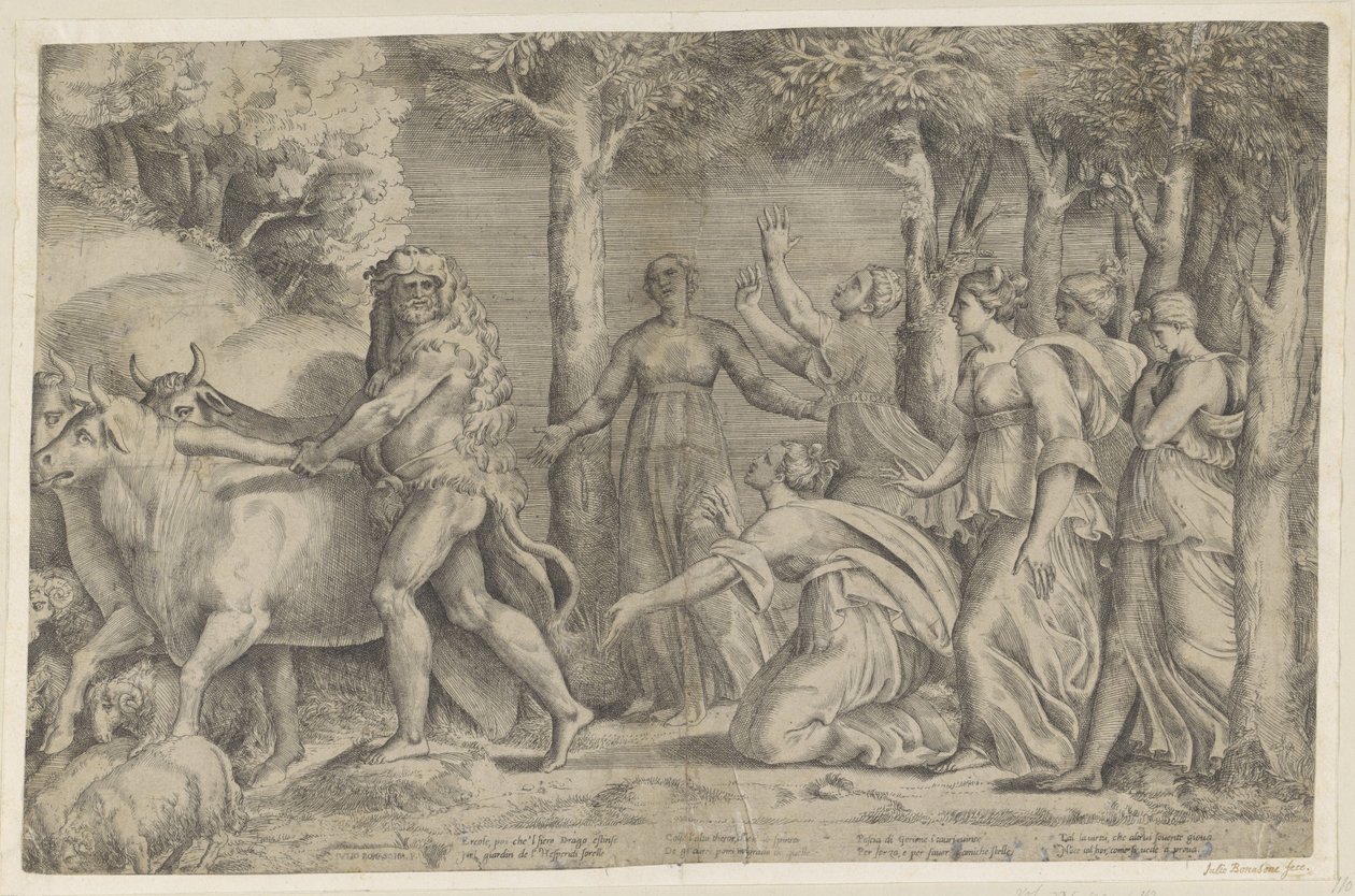 Hercule vole les bœufs de Géryon - Giulio Bonasone