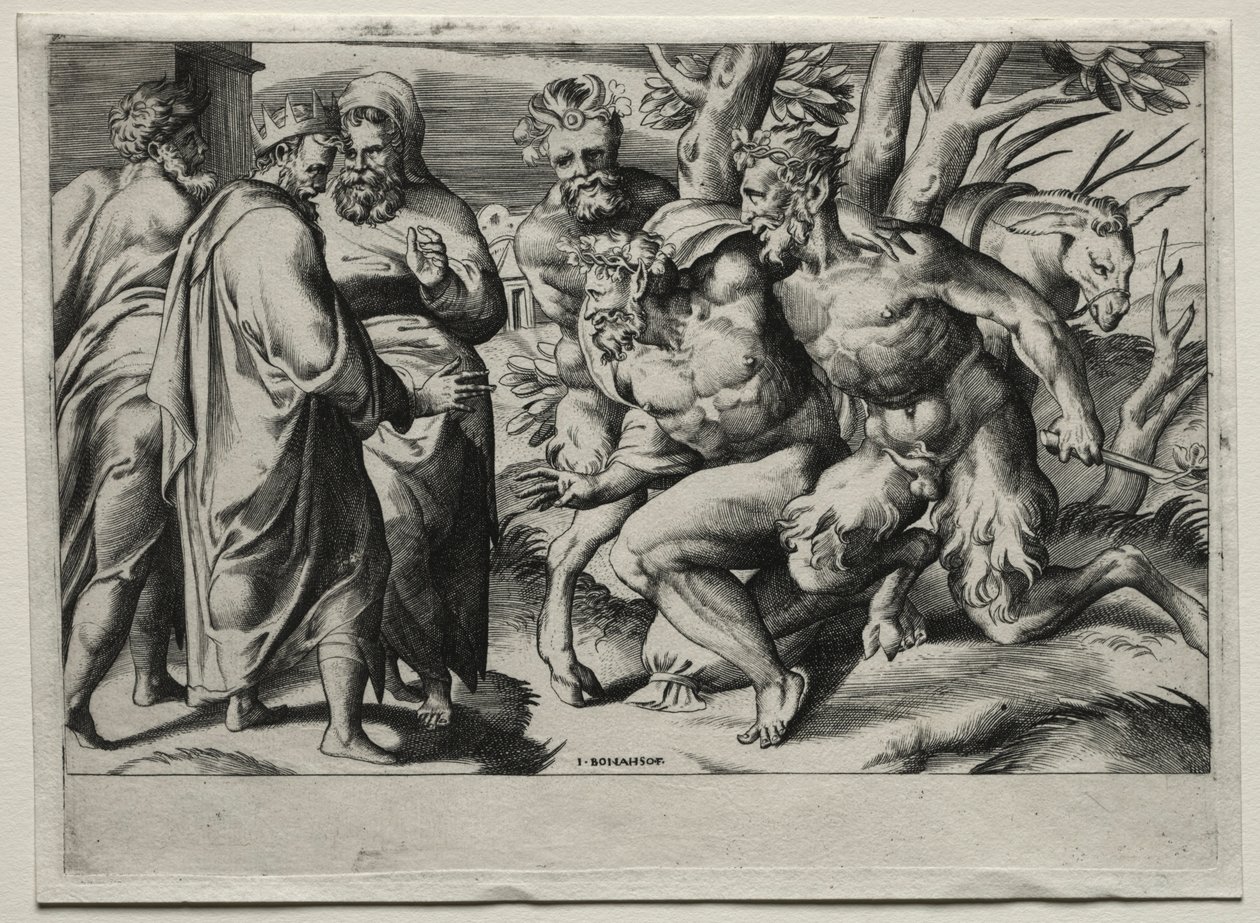 Silenus et le roi Midas, milieu du XVIe siècle - Giulio Bonasone