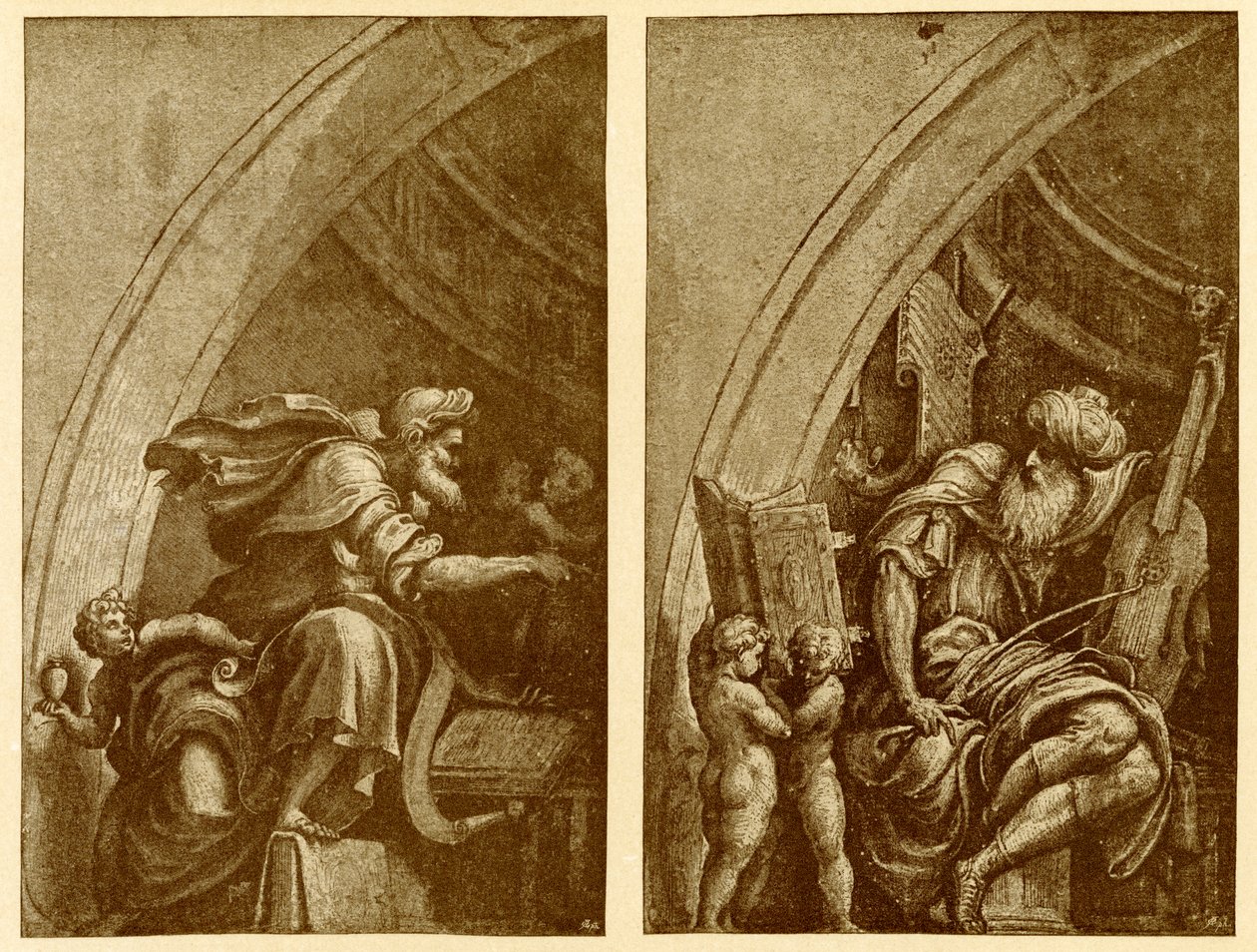 Dessins pour la fresque à S. Sigismondo Cremona - Giulio Campi