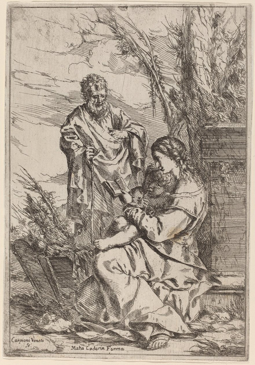 Sainte Famille avec la Vierge lisant - Giulio Carpioni