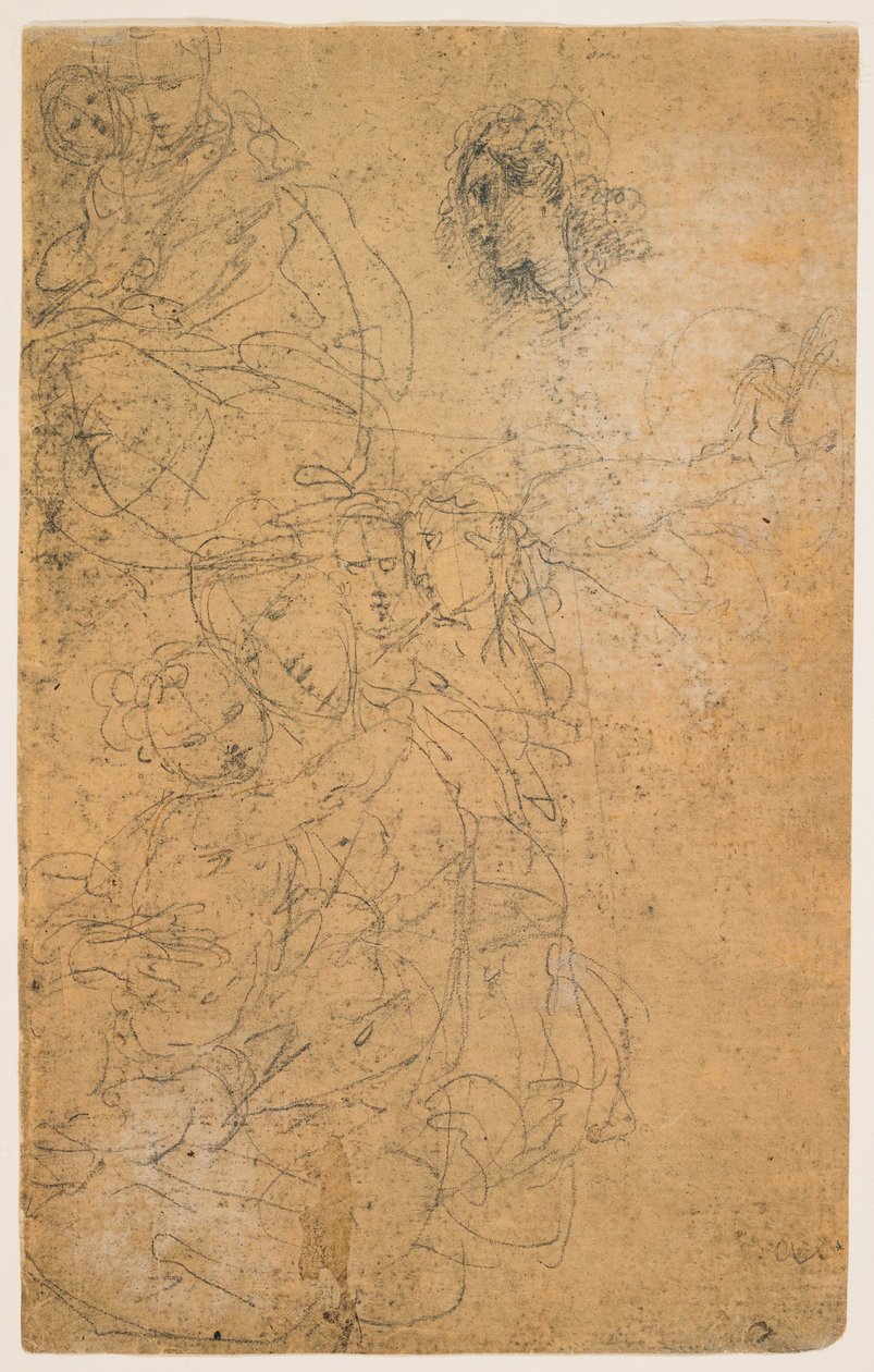 Studien der Madonna mit Kind (recto); Kniende Jungfrau (verso) - Giulio Cesare Procaccini