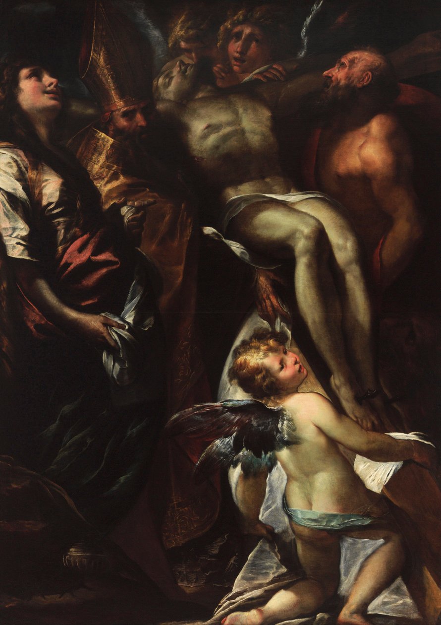 La descente de croix avec les saints Marie-Madeleine, Augustin, Jérôme et les anges, vers 1618 (huile sur toile) - Giulio Cesare Procaccini