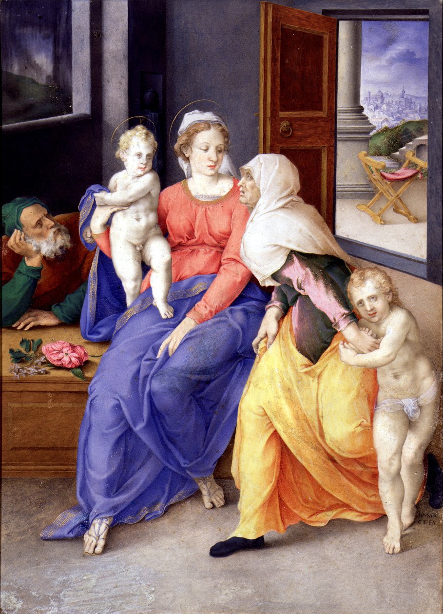 Sainte Famille avec Santa Isabel et San Juanito - Giulio Clovio