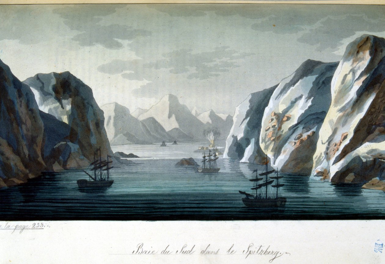 Baie du Sud à Spitzberg, Norvège - dans « Le costume ancien et moderne » de Jules Ferrario, éd. Milan - Giulio Ferrario
