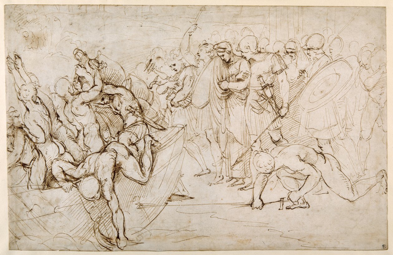 Neoptolemus emmenant Andromaque en captivité après la chute de Troie - Giulio Romano