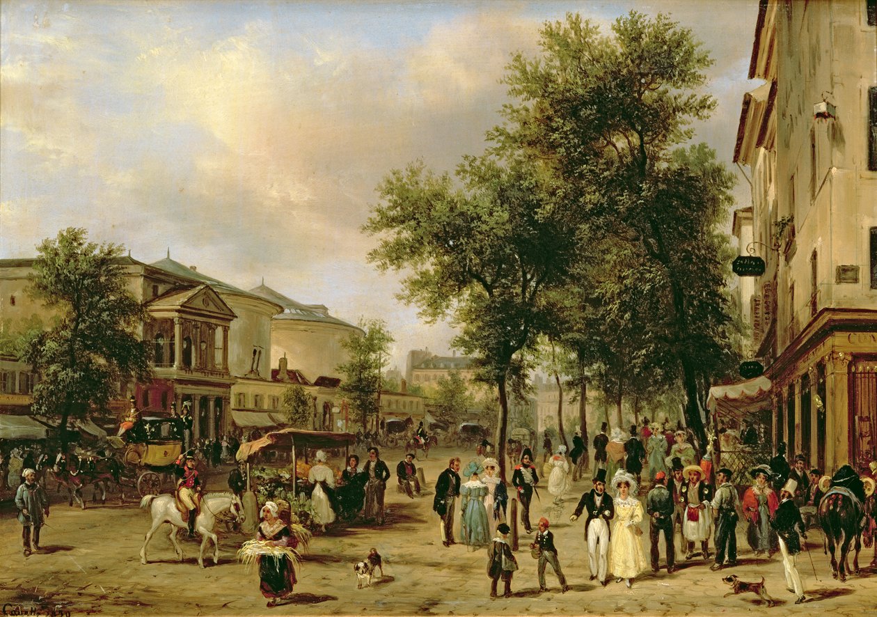 Vue du Boulevard Montmartre, Paris, 1830 - Giuseppe Canella