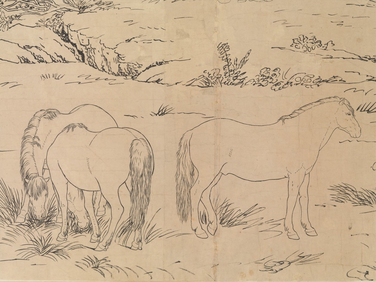 Cent chevaux (ébauche) - Giuseppe Castiglione