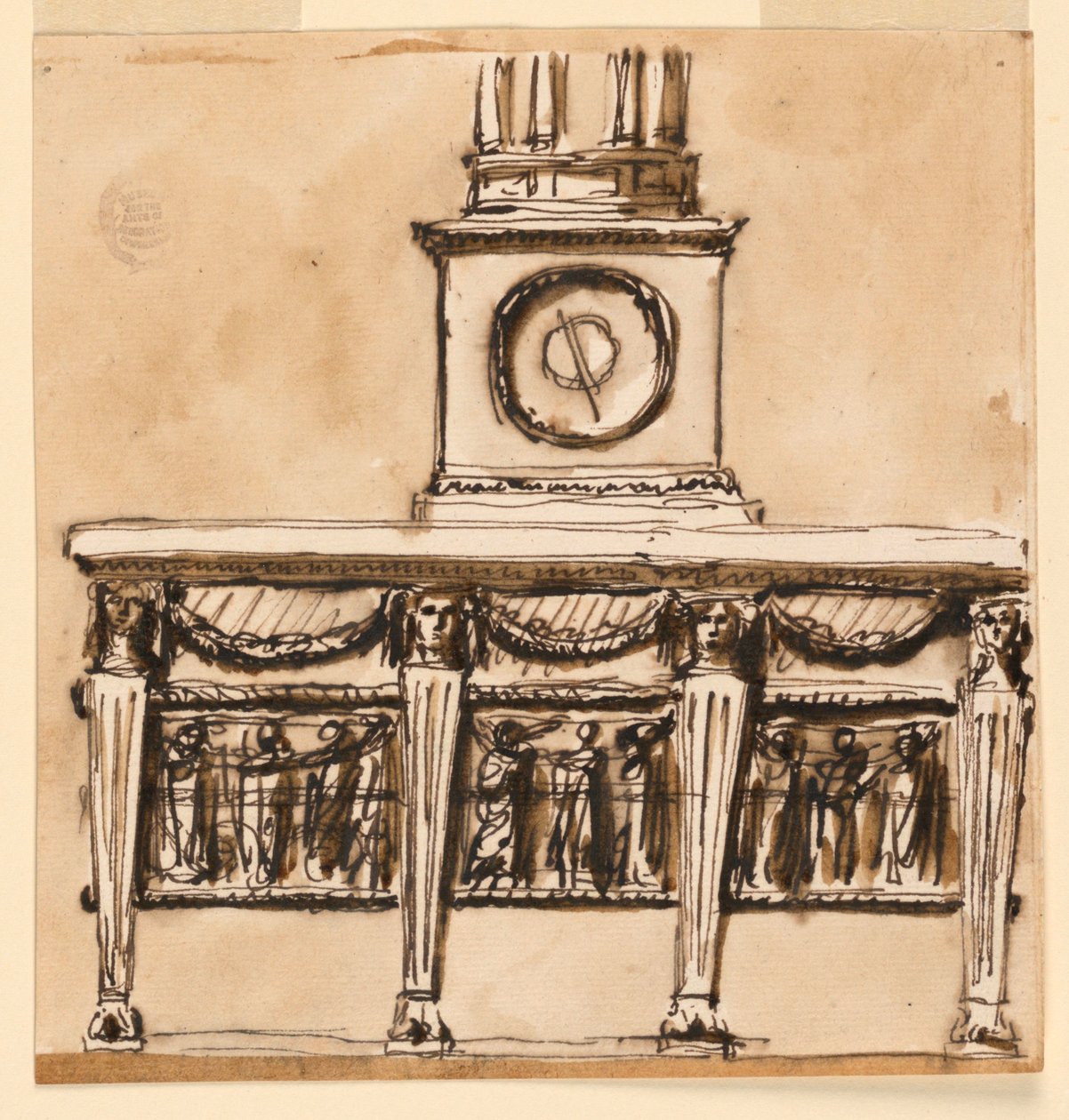 Console avec horloge - Giuseppe Barberi