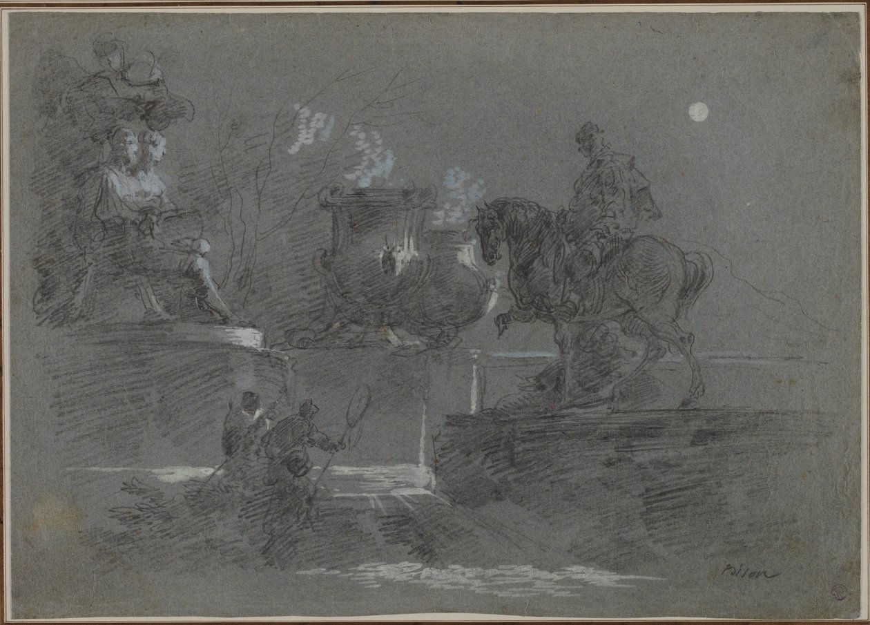 Sculpture monumentale dans un parc au clair de lune - Giuseppe Bernardino Bison