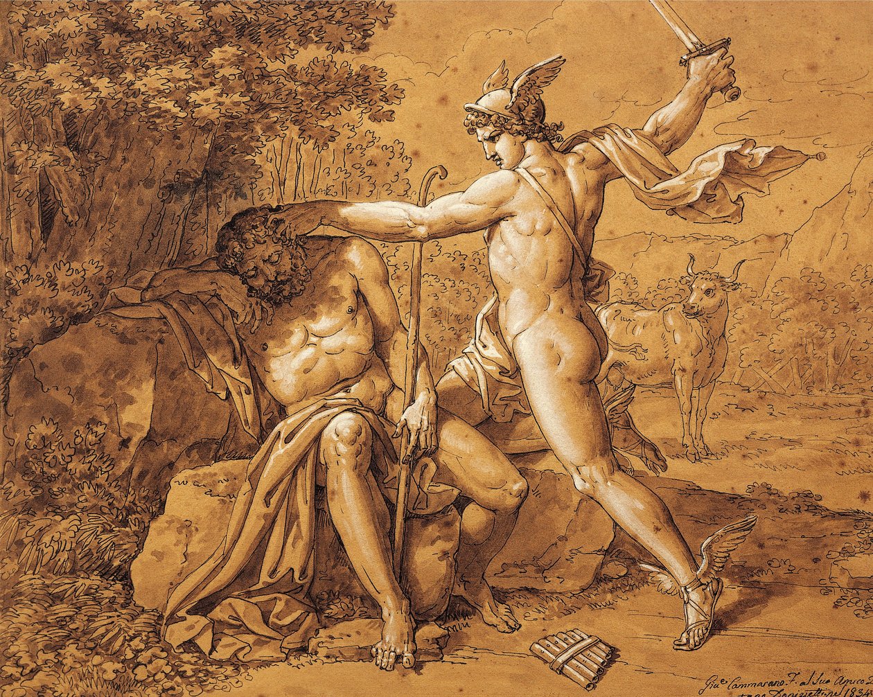 Italie, Mercure tuant Argus pour sauver la nymphe par Giuseppe Cammarano, dessin - Giuseppe Cammarano