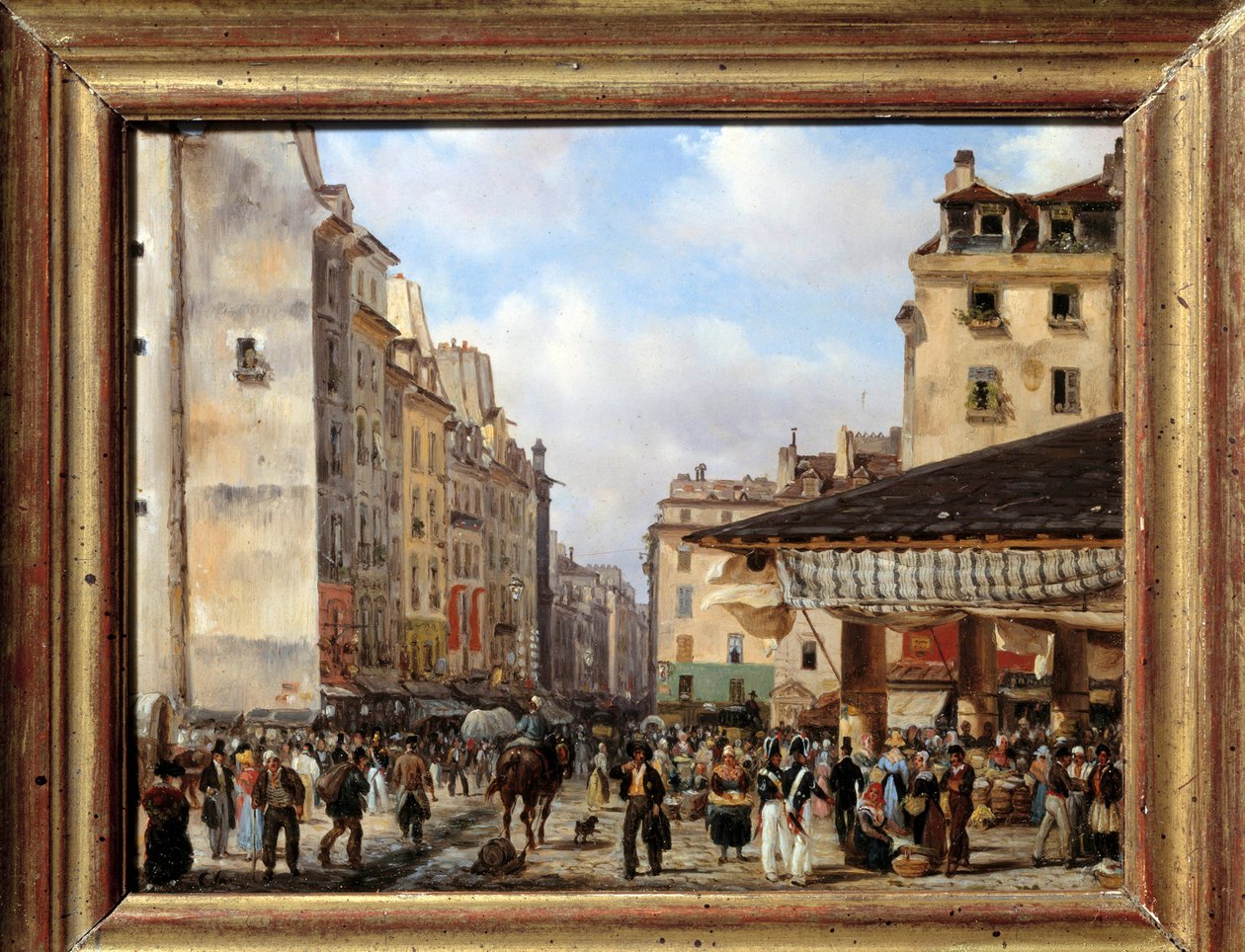 Les Halles et la rue de la Tonnellerie en 1828 : vue de Paris au XIXe siècle - Giuseppe Canella