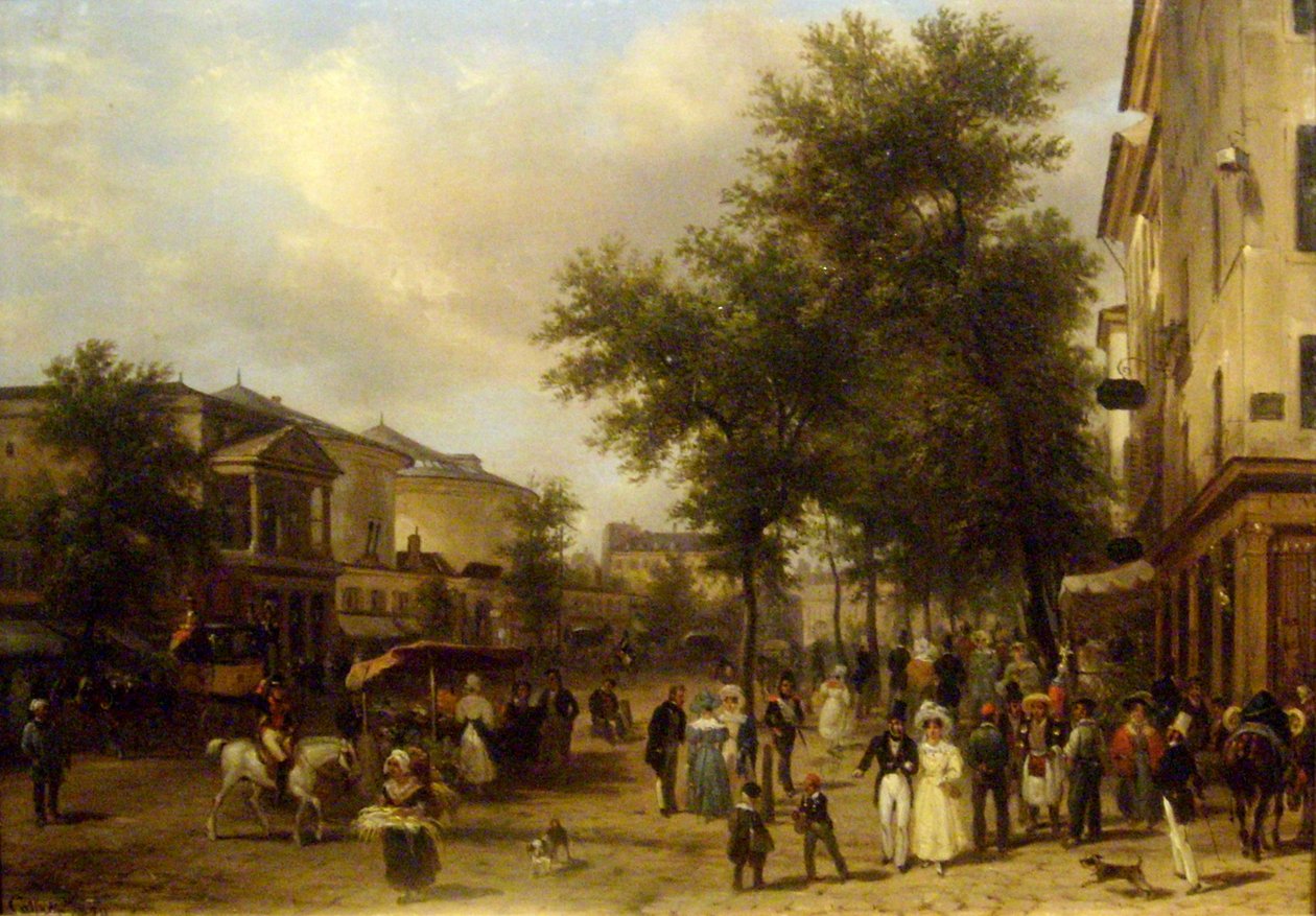 Vue du Boulevard Montmartre, à Paris [showing the Théâtre des Variétés and the Passage des Panoramas] - Giuseppe Canella