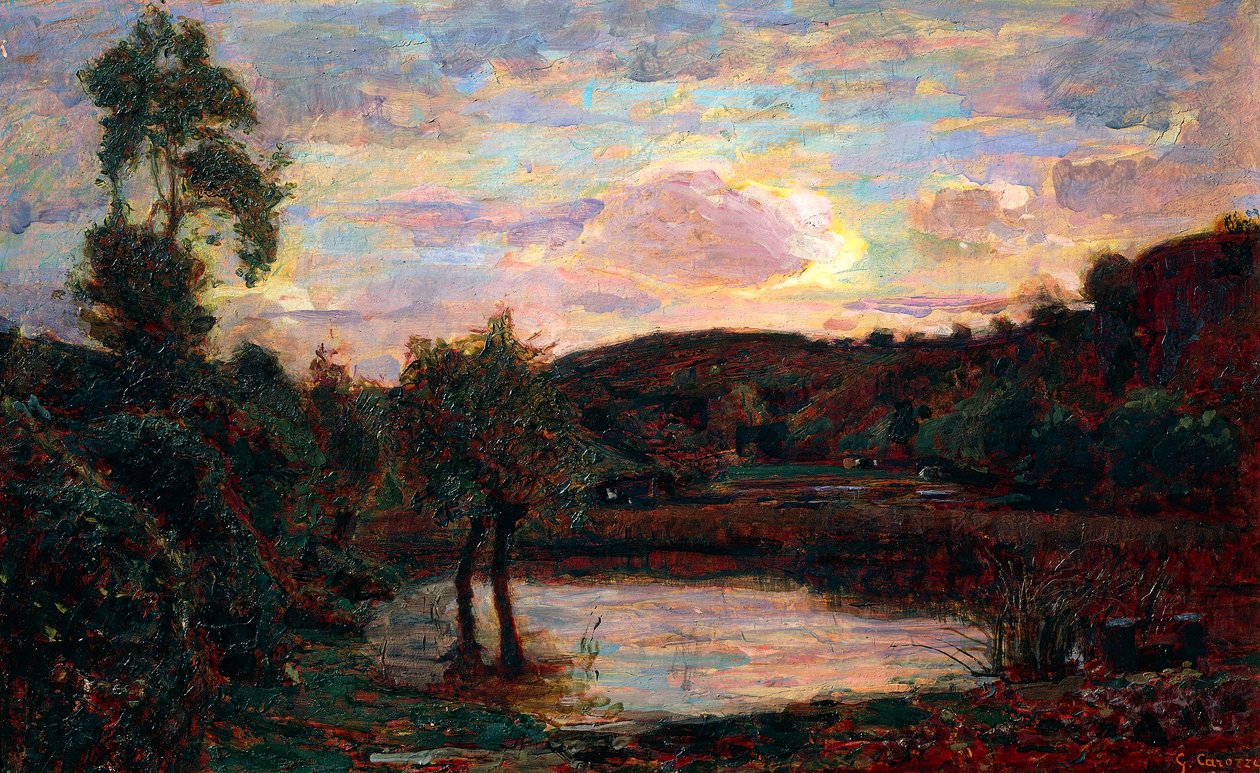 Coucher de soleil en Engadine, par Giuseppe Carozzi (1864-1938) - Giuseppe Carozzi