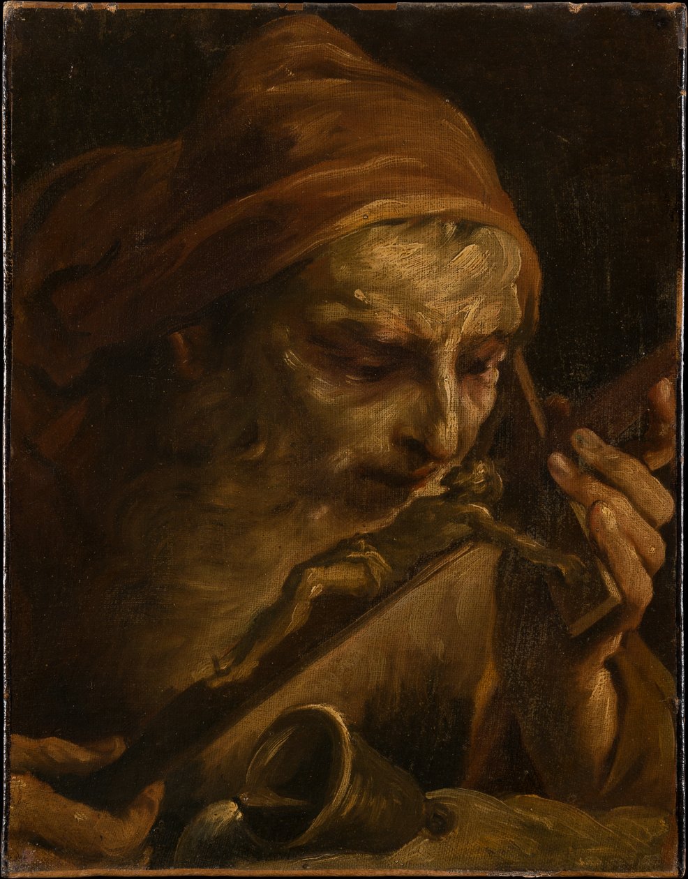 Antoine abbé embrassant le crucifix - Giuseppe Maria Crespi