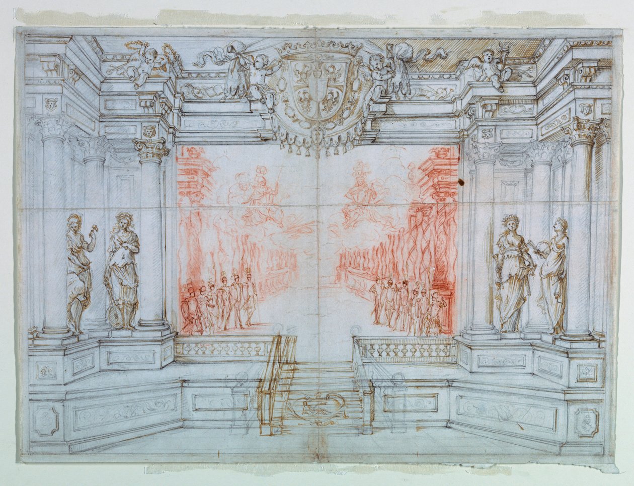 Dessin, scénographie : Ballet Cele, 1674 - Giuseppe Maria Mitelli