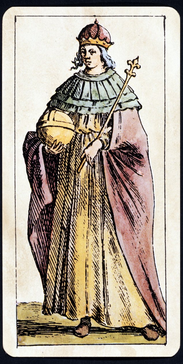 La Papesse Jeanne représentée sur un jeu de Tarot manuscrit par C.M.Mitelli - Giuseppe Maria Mitelli