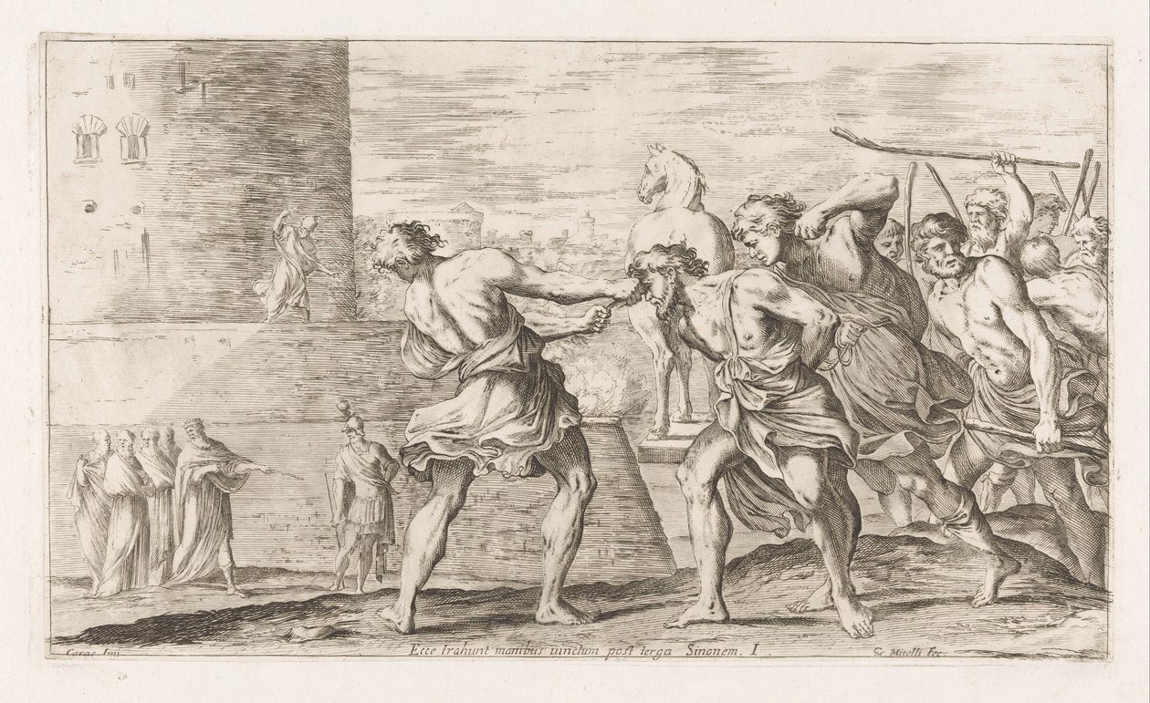 Les Troyens capturent Sinon - Giuseppe Maria Mitelli