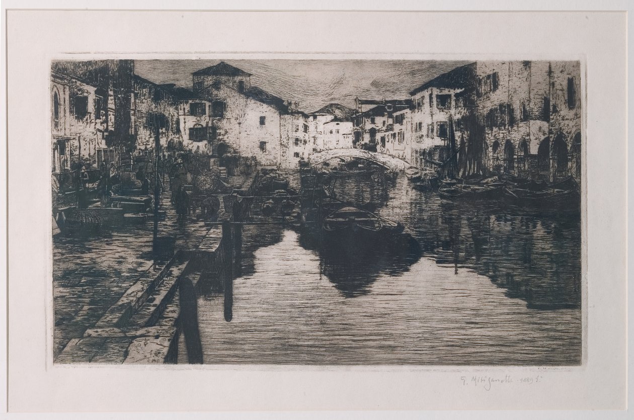 Le canal du marché aux poissons à Chioggia - Giuseppe Miti Zanetti