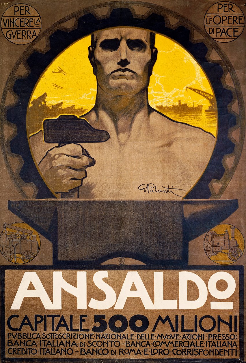 Ouvrier avec marteau et enclume, affiche d