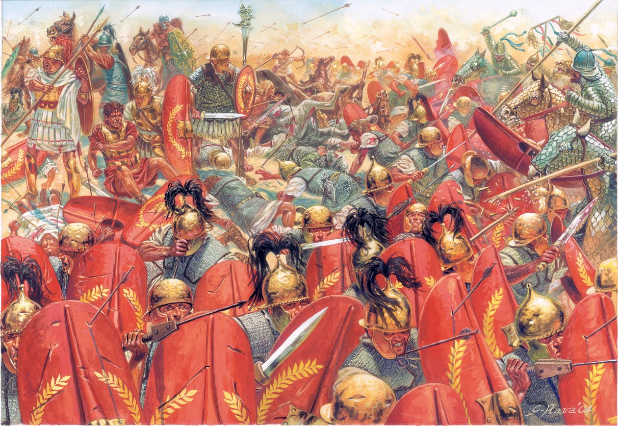 Rome antique : la bataille de Carrhes (ou Charan) a vaincu les légions romaines sous le général Crassus, par les Parthes dirigés par le général Surena le 9 juin - Giuseppe Rava