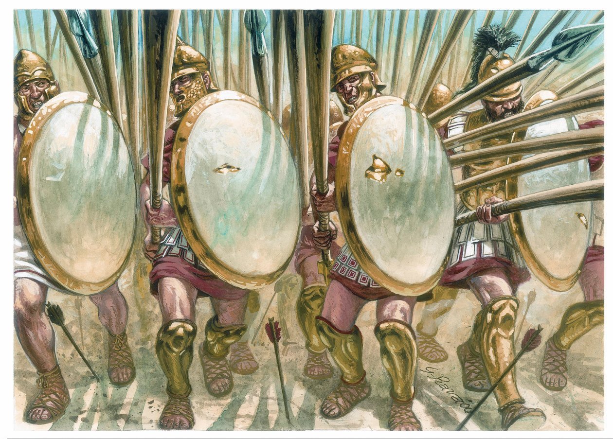 Royaume de Macédoine : la charge des phalangistes macédoniens - Illustration de Giuseppe Rava - Giuseppe Rava
