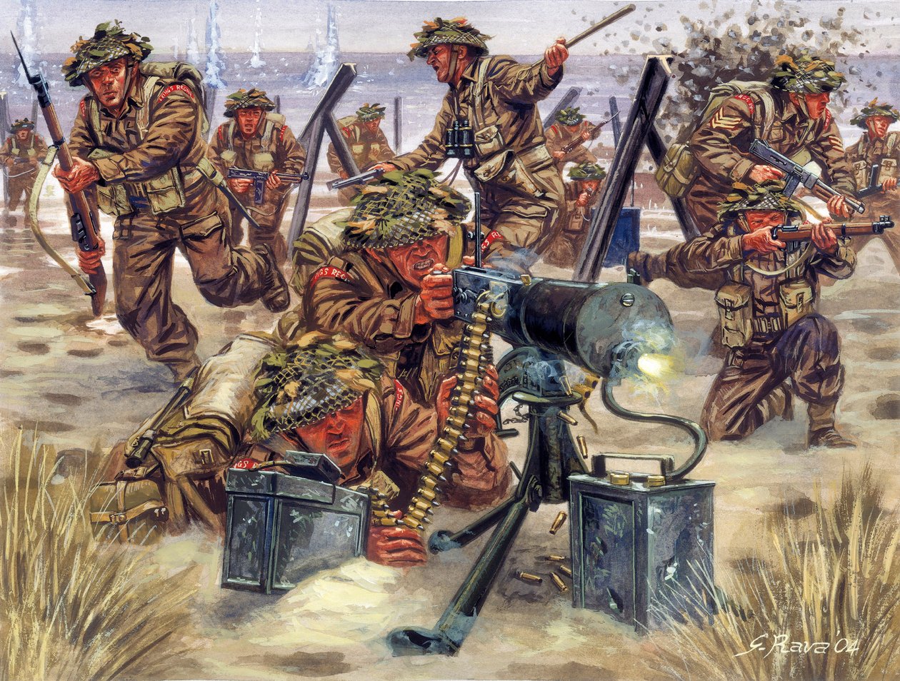 Seconde Guerre mondiale : débarquement en Normandie en juin 1944, soldats anglais - Giuseppe Rava
