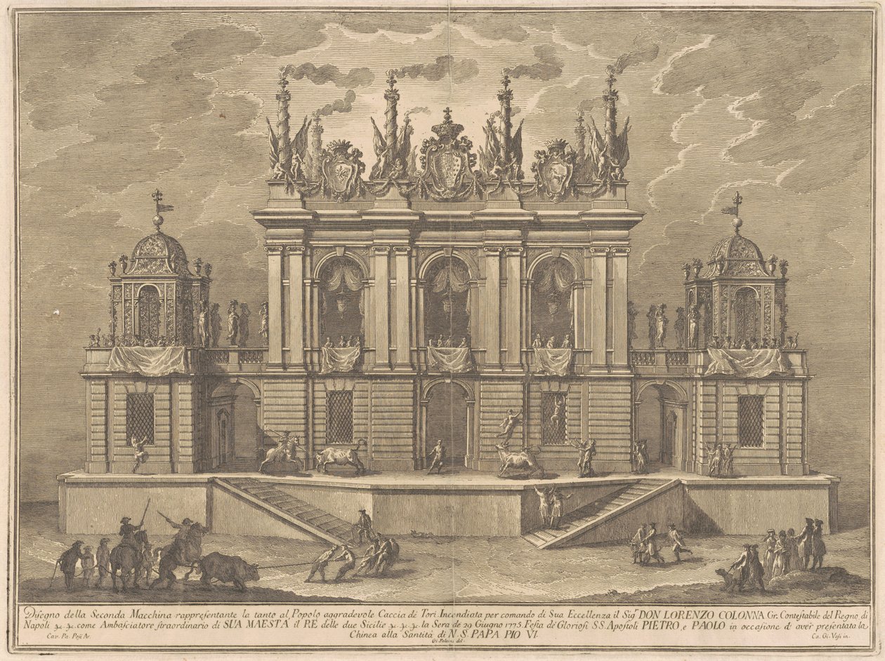 La Seconde Machine pour la Chinea de 1775 : Une corrida - Giuseppe Vasi