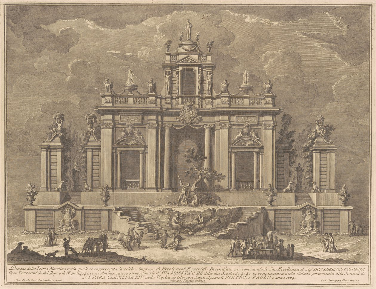 La Prima Macchina pour la Chinea de 1774 : Hercule et le Dragon dans le Jardin des Hespérides - Giuseppe Vasi, after Giuseppe Palazzi, after Paolo Posi