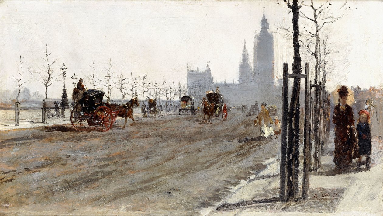 Victoria Embankment, Londres, 1875 - Giuseppe or Joseph de Nittis