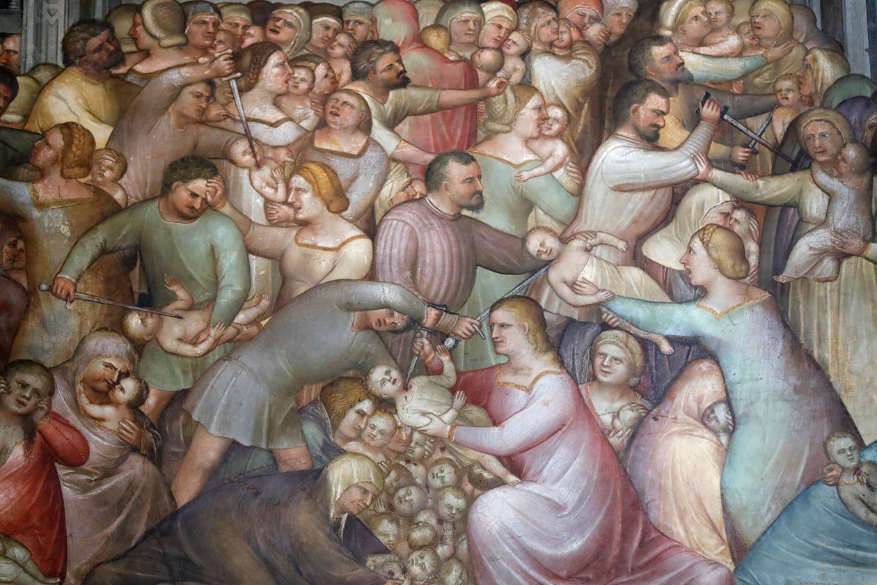 Le baptistère de Padoue. Fresques de plafond du XIVe siècle réalisées par Giusto de Menabuoi. Massacre des Innocents. Padoue. Padoue, Italie. (photo) - Giusto di Giovanni de