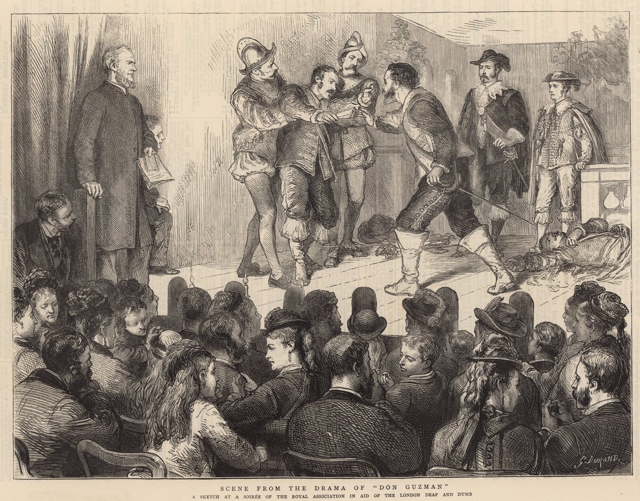 Scène du drame de Don Guzman (gravure) - Godefroy Durand
