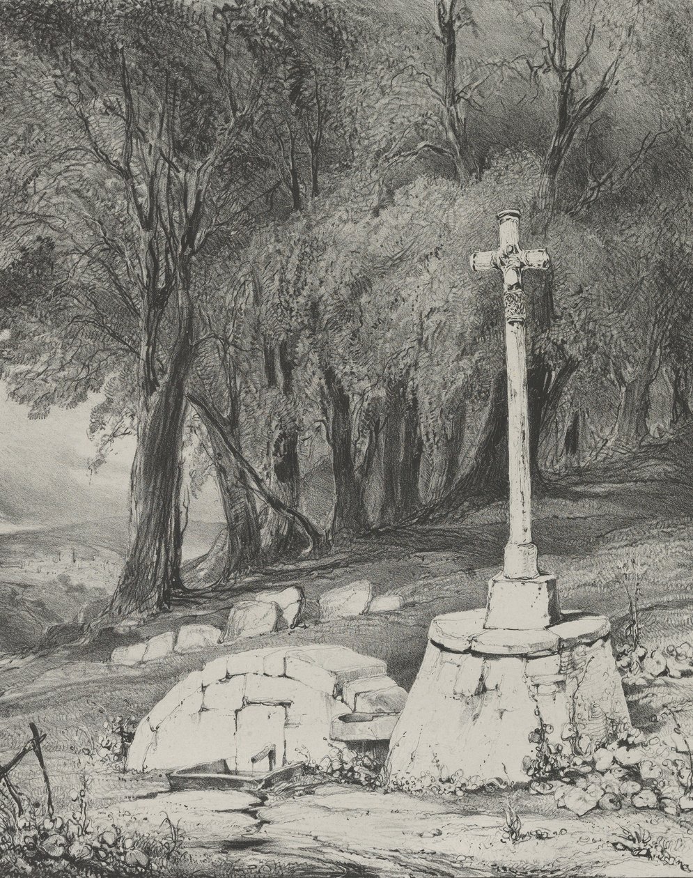 Croix sur la route de Clermont à Royal, 1831 - Godefroy Engelmann
