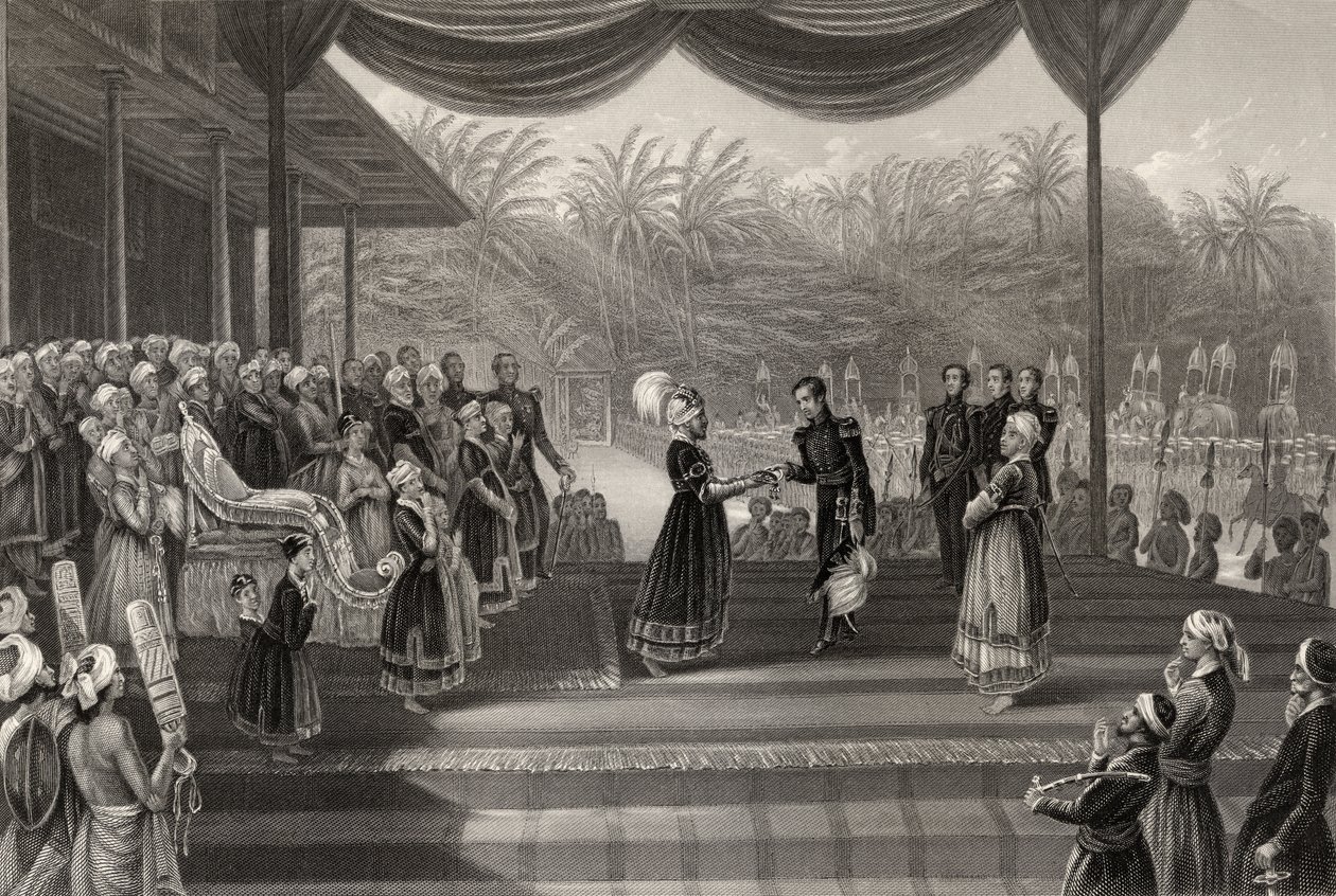 Durbar du Rajah de Travancore, réception du général Outram et de son état-major - Godfrey