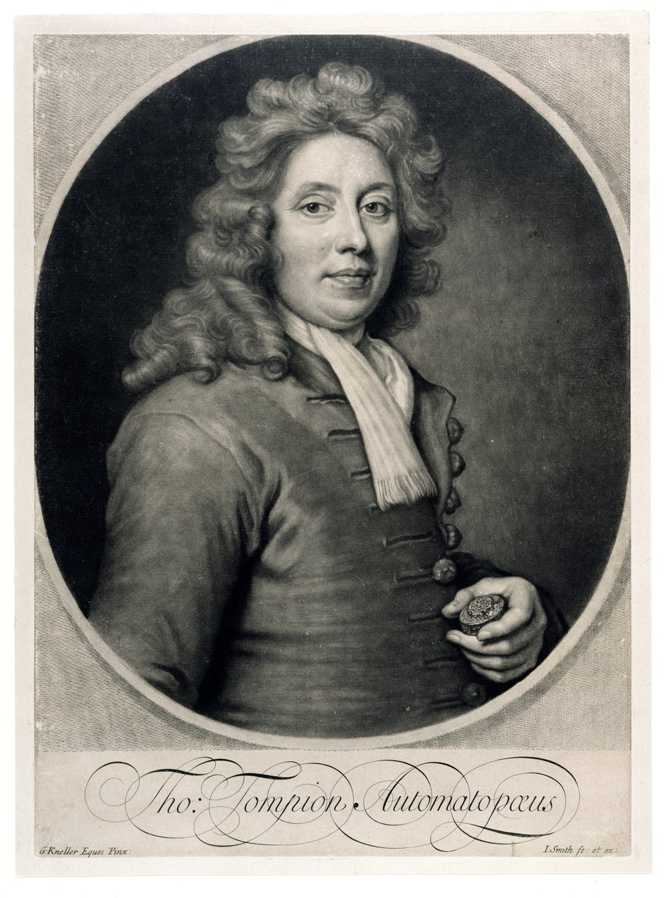 Portrait de Thomas Tompion, gravé par John Smith - Godfrey Kneller
