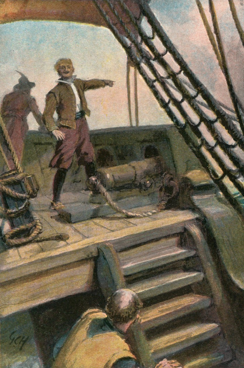 Illustration pour Westward Ho ! de Charles Kingsley (lithographie couleur) - Godfrey C. Hindley