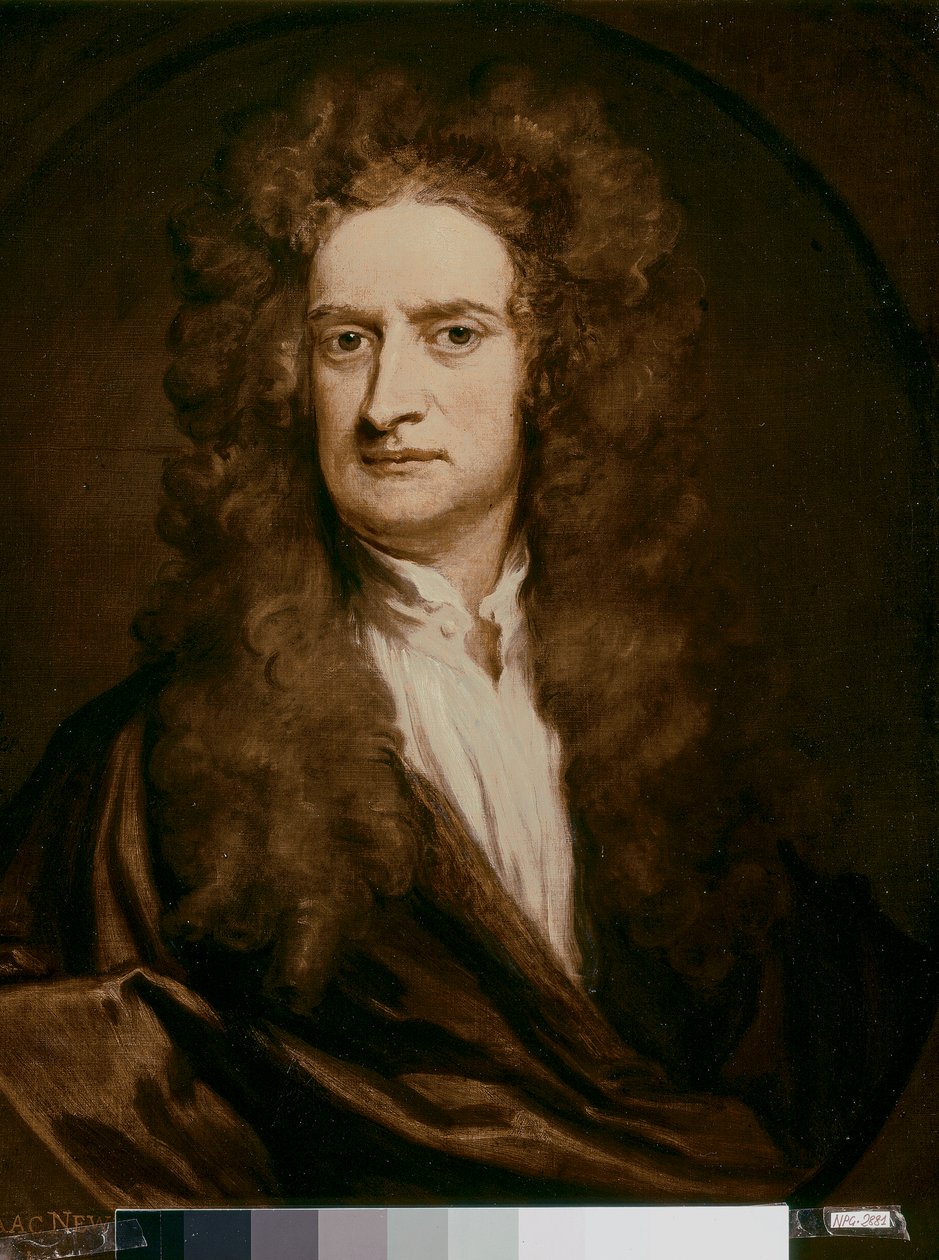 NEWTON Sir Isaac, physicien et mathématicien anglais : Portrait (huile sur toile) - Godfrey Kneller