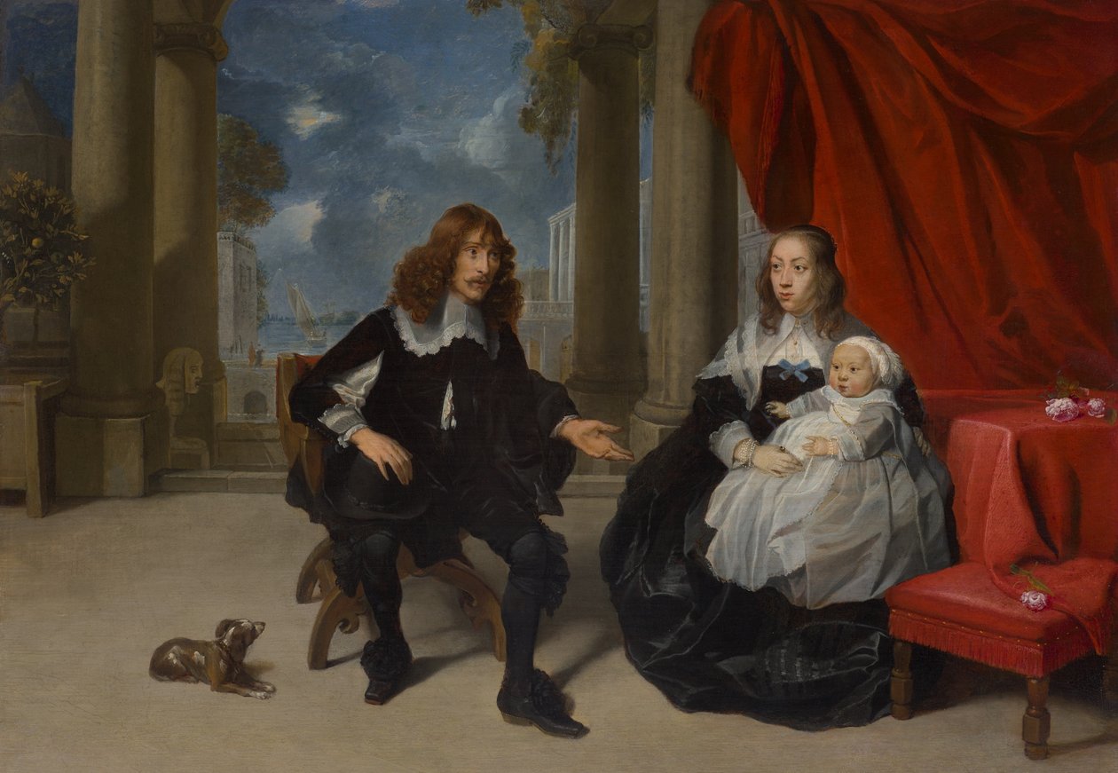 Une famille sur une terrasse - Gonzales Coques