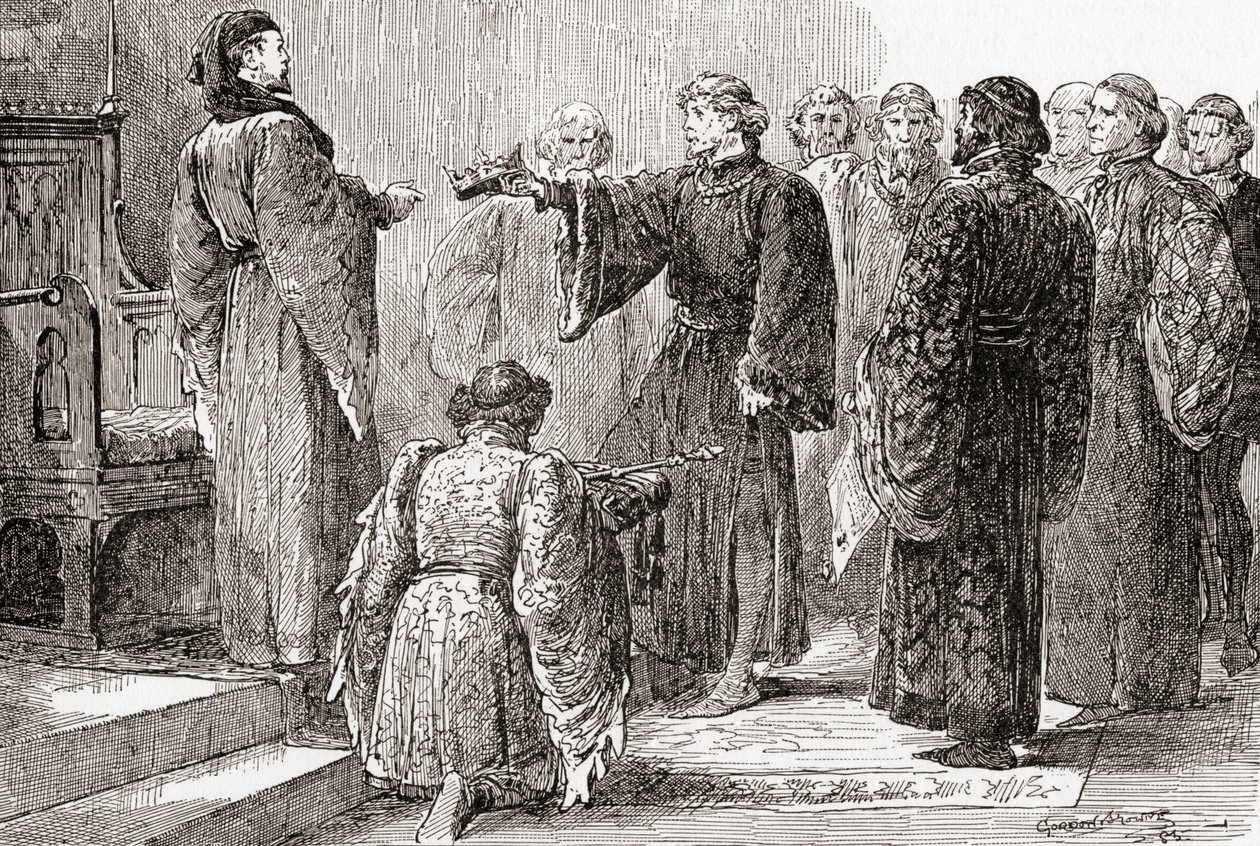 Scène de la pièce de William Shakespeare, Richard II, Acte IV, Scène 1, de Les Œuvres de William Shakespeare, publié en 1896 - Gordon Frederick Browne